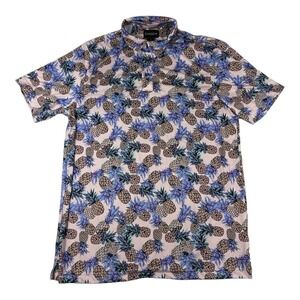 Chase 54 Performance Men's Polo Golf Shirt Sz M Short Sleeves Pineapple Print